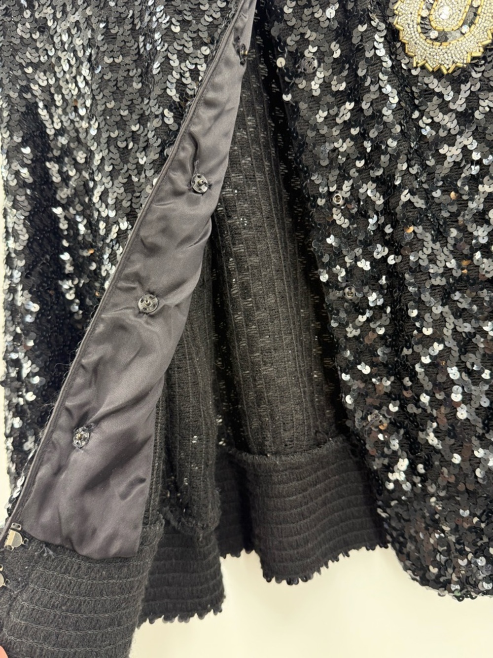 Vintage Julie Duroché Sequin Jacket Black Beaded Paisley Evening Blazer Glam 80s - Picture 11 of 15